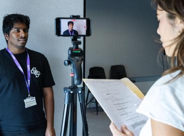 Learners performing a self-tape on LAMDA's Screen Acting course